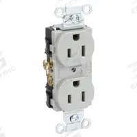 HUBBELL Receptacle: Duplex, 5-15, Gray, 125V AC, 15 A, 2 Pole / 3 Wire (MPN CR15GRY)