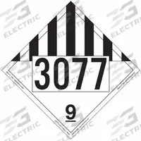 LABELMASTER Miscellaneous Dangerous Goods Placard: 3077, 10 3/4 in x 10 3/4 in, Vinyl, 25 PK (MPN ZEZ19-77). Key specifications — Brand: LABELMASTER; Message: 3077.