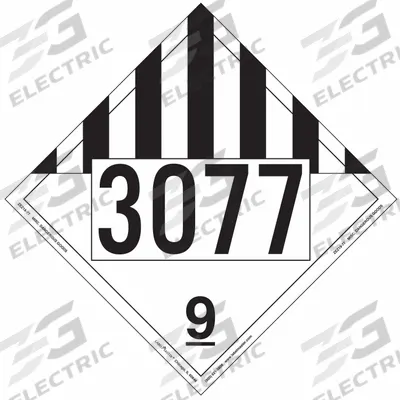 LABELMASTER Miscellaneous Dangerous Goods Placard: 3077, 10 3/4 in x 10 3/4 in, Vinyl - Class 9: Miscellaneous Hazardous Materials