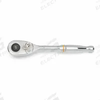 GEARWRENCH Hand Ratchet: Pear, Reversible, 5 in Overall Lg, Full Polish Chrome, 4° Min Arc Swing (MPN 81014T). Key specifications — attr1205598: Reversible; attr1205605: Quick-Release Included; attr1205626: Full Polish Chrome; attr1228094: Standard Length; attr1205607: Pear; attr1205624: GEARWRENCH.
