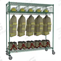 METRO Turnout Gear Storage Rack: Mobile, 1 Sides, 5 Compartments, Steel, Green, 72 in Lg (MPN TFMOBTOGR). Key specifications — Material: Steel; Brand: METRO; Color: Green.