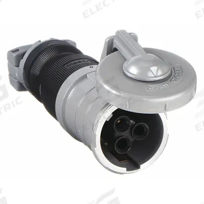 HUBBELL Pin and Sleeve Connector: Gray, 250V DC/600V AC, Single Phase, 60 A, 2 Pole - Washdown-Rated Connectors