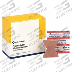 FIRST AID ONLY Adhesive Bandage: Fingertip Bandages, 1 3/4 in Wd, 2 in Lg, Not Metal Detectable (MPN G127). Key specifications — Product Type: Fingertip Bandages; Unitized: Unitized; Water Resistance: Not Water Resistant; Brand: FIRST AID ONLY; Latex Content: Latex Free; Metal Detectable: Not Metal Detectable; Package Type: Box; Manufacturer Part Number: G127.