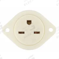 BRYANT Flanged Receptacle: Single, 6-15, White, 250V AC, 15 A, 2 Pole / 3 Wire (MPN 5679)