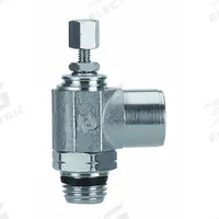AIGNEP USA Universal Flow Control: Elbow Fitting, Knob, 1/4 in Valve Body Size, 1/4 in Tube (MPN 88957-04-04). Key specifications — attr947203: Stainless Steel; attr947205: AIGNEP USA.