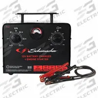 SCHUMACHER ELECTRIC Battery Charger: Boosting/Charging, Manual, For AGM/Gel/Lead Acid, Timer (MPN SC1667). Key specifications — Automatic/Manual: Manual; Charging Current @ Voltage: 10 A @ 12V; Charge Type: Timer; Boost Current @ Voltage: 50 A @ 12V; Maintaining Current @ Voltage: 10 A @ 12V; Charger Function: Charging; For Use With Battery Type: AGM; Brand: SCHUMACHER ELECTRIC.