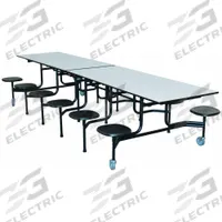 PALMER HAMILTON Cafeteria Stool Table: Gray Glace, Stool Seat, 29 in Overall Ht, 59 in Overall Lg (MPN 59TV23293012-S12-GB). Key specifications — Tabletop Structural Material: Industrial Grade High Pressure Laminate with Particleboard Core; Tabletop Surface Material: Laminate.