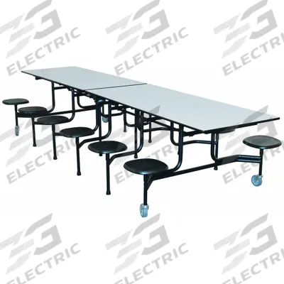 PALMER HAMILTON Cafeteria Stool Table: Gray Glace, Stool Seat, 29 in Overall Ht - Bi-Fold Cafeteria Tables