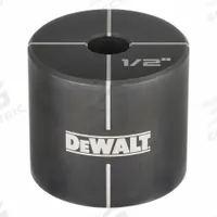 DEWALT Knockout Die: 10 ga Sheet Metal Capacity (Steel), 1/2 in Nominal Size, Round, DCE600012D. Key specifications — attr63418: DCE600012D; attr63421: DEWALT; attr63425: No; attr63427: Hydraulic Knockout Tool; attr63430: Stainless Steel.