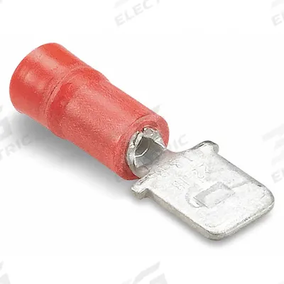 STA-KON Wire Disconnect: Male Tab, Red, Vinyl, Partial Coverage - Partially Insulated Quick Disconnects