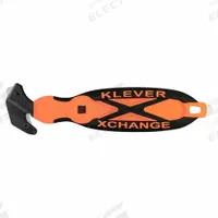 KLEVER Hook Cutter: 7 in Overall Lg, Oval Handle, Rubberized, Carbon Steel, Black/Orange, Smooth (MPN KCJ-XC-65G). Key specifications — attr307620: Black/Orange; attr307617: Oval; attr307618: Rubberized; attr307619: Carbon Steel; attr307627: Includes Tape Splitter; attr307634: Smooth; attr324885: KLEVER.