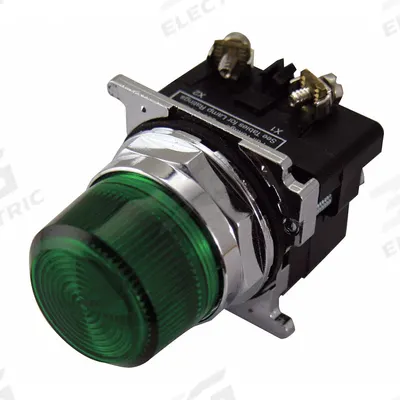 EATON Pilot Light: 30 mm Panel Mounting Size, Green, Incandescent - Incandescent Pilot-Lights