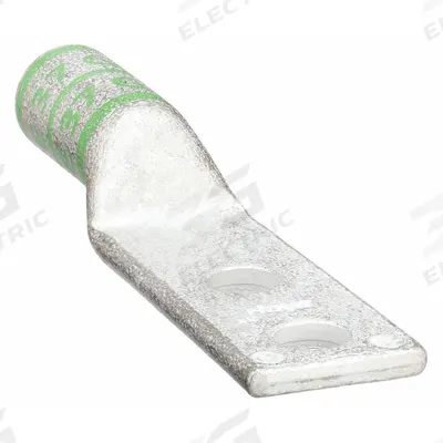 APPROVED VENDOR Compression Lug: For 1 AWG, Stranded Wire, 1/4 in Stud Size, Long - Two-Hole Compression Lugs
