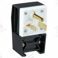 HUBBELL Straight Blade Plug: 6-50P, 250V AC, 50 A, 2 Pole, 3 Blade, Black (MPN HBL9368)
