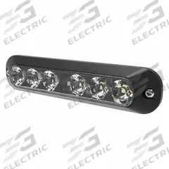 ECCO Warning Light: Perimeter Flashing Warning Light, Amber, 5/8 in Overall Wd, 1 3/8 in Overall Ht (MPN ED3705A). Key specifications — Operating Voltage: 12-24V DC; Number of Flash Patterns: 30; Includes: Black Bezel; Electrical Connection: Blunt Cut Wires; Mount Type: Bolt; Brand: ECCO; Shape: Rectangular.