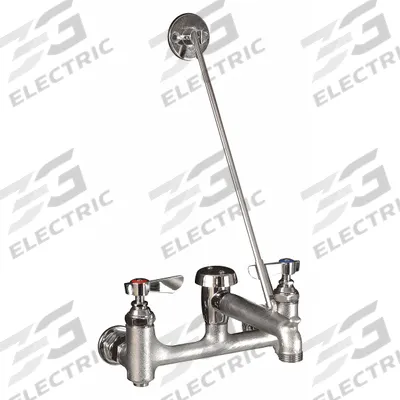 DOMINION COMMERCIAL FAUCETS Straight Service Sink Faucet: Wall, Widespread, Brass, Chrome - Widespread Utility Faucets