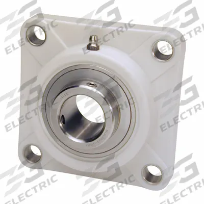 IPTCI BEARINGS 4 Bolt Flange Bearing: Radial Ball, 1 1/8 in Bore, PBT Plastic - Food-Grade Flange-Mount Ball Bearings