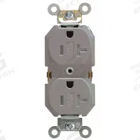 LEVITON Receptacle: Duplex, 5-20, Gray, 125V AC, 20 A, 2 Pole / 3 Wire (MPN TBR20-GY)