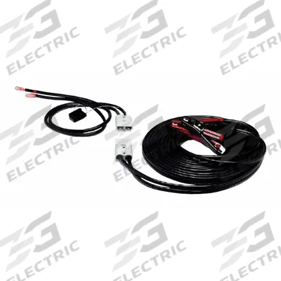ASSOCIATED EQUIP Plug-In Booster Cable Set: Crimped, 4 AWG, Std Jaw, 25 ft Cable Lg, Black - Plug-In Jumper Cables