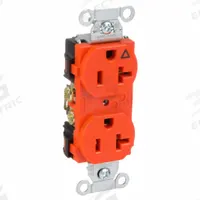 HUBBELL Receptacle: Duplex, 5-20, Orange, 125V AC, 20 A, 2 Pole / 3 Wire (MPN IG5352)
