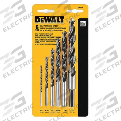 DEWALT Wood Drilling Bit Set: 1/8 in_3/16 in_1/4 in_5/16 in_3/8 in_1/2 - High-Speed Steel Brad-Point Drill Bits
