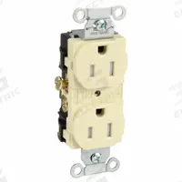 HUBBELL Receptacle: Duplex, 5-15, Ivory, 125V AC, 15 A, 2 Pole / 3 Wire (MPN CR15ITR)
