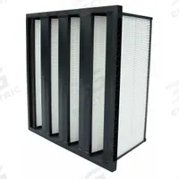 GRAINGER V-Bank Air Filter: 20 in x 24 in x 12 in, Synthetic, Single Header, 4 Vs, Downstream Face (MPN 33E944). Key specifications — Brand: GRAINGER; Frame or Header Material: Plastic; Media Material: Synthetic; Filters Out: Cooking Oil.