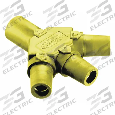 HUBBELL 3-Fer: Male-Female-Female-Female, Yellow, 600V AC/600V DC, 400 A - 3-Fer Triple-Tap Tees