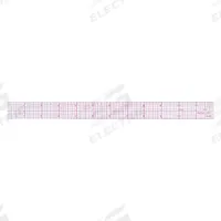 WESTCOTT Ruler: B-60, Transparent Grid, 12 in, 0.04 in Thick, 1/16 in, Red, Flex, Beveled Edge, SAE. Key specifications — attr939978: 1/16 in; attr934745: WESTCOTT; attr939993: Decimal; attr986193: Printed.