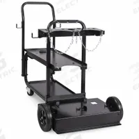 MILLER ELECTRIC Running Gear and Cylinder Rack: For 7 in Max Cylinder Dia, Caster, 2 Shelves (MPN 951770). Key specifications — Manufacturer Part Number: 951770; Brand: MILLER ELECTRIC; Compatible Welder Series: Multimatic 215; Wheel Type: Caster.