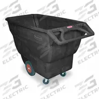 RUBBERMAID COMMERCIAL PRODUCTS Tilt Truck: 20.2 cu ft, 1,000 lb, 64 1/2 in L x 30 1/2 in W x 38 in H (MPN FG101300BLA). Key specifications — Color: Black; Brand: RUBBERMAID COMMERCIAL PRODUCTS; Caster/Wheel Configuration: (2) Swivel.