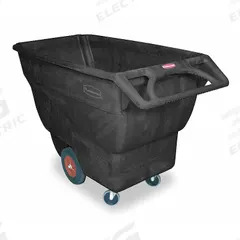 RUBBERMAID COMMERCIAL PRODUCTS Tilt Truck: 20.2 cu ft, 1,000 lb, 64 1/2 in L x 30 1/2 in W x 38 in H (MPN FG101300BLA). Key specifications — Color: Black; Brand: RUBBERMAID COMMERCIAL PRODUCTS; Caster/Wheel Configuration: (2) Swivel.