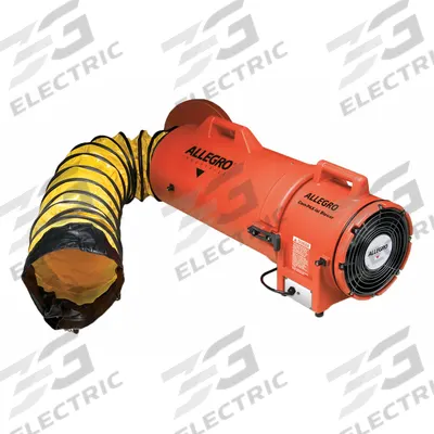 ALLEGRO Confined Space Blower: 12 V DC, 8 in Duct Dia, 1/4 hp Horsepower - Axial Blower & Ducting Combination Units