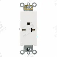 LEVITON Single Receptacle Outlet: Duplex, 6-20, White, 250V AC, 20 A, 2 Pole / 3 Wire (MPN 16451-W)