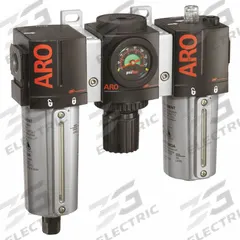 ARO Filter/Regulator/Lubricator: 3/4 in NPT, 171 scfm, 140 psi Max Op Pressure, 5 micron, Metal Bowl (MPN C38351-811). Key specifications — attr109588: 2000; attr109524: ARO.