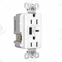 USB Receptacle: Duplex, 5-15R, 2 USB Ports, USB Type A/C, White, 125V AC, 15 A (MPN TR15USBACW). Key specifications — Brand: LEGRAND.