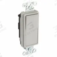 BRYANT Wall Switch: Rocker Switch, Single Pole, Maintained, Gray, 120/277V AC, 20 A (MPN 9901GRY). Key specifications — Illuminated: No; Voltage Rating: 120/277V AC.