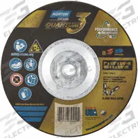 NORTON Depressed Center Wheel: Type 27, 7" x 1/8" x 5/8"-11, Ceramic, 24 Grit, Quantum 3 SG (MPN 66252839429). Key specifications — Series: Quantum 3 SG; Brand: NORTON.