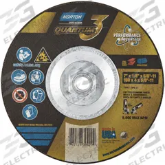 NORTON Depressed Center Wheel: Type 27, 7" x 1/8" x 5/8"-11, Ceramic, 24 Grit, Quantum 3 SG (MPN 66252839429). Key specifications — Series: Quantum 3 SG; Brand: NORTON.