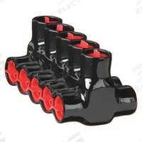 BLACKBURN Multitap Connector: 5 Port, Double-Sided Entry, 10 AWG – 350 kcmil Wire Size, Black (MPN AMTD350105). Key specifications — Body Material: Aluminum; Brand: BLACKBURN.