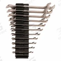 TEKTON Open End Wrench Set: Chromium Molybdenum Steel, Satin, 11 Tools, 30°_60° Opening Angle (Deg.) (MPN WAE91501). Key specifications — attr309745: No; attr309746: Modular Wrench Organizers; attr309754: Satin; attr309753: Chromium Molybdenum Steel; attr324938: TEKTON.