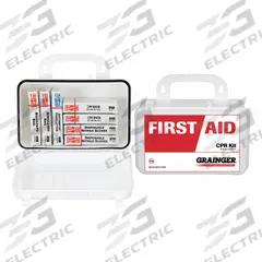 FIRST AID ONLY CPR Kit: 2 People Served, Adult, Reusable, Box Case Type (MPN 90356). Key specifications — Disposability: Reusable; Case Type: Box; Includes: (10) Antiseptic Wipes; Case Material: Plastic; Brand: FIRST AID ONLY; Patient Type: Adult; Product Type: CPR Kit.