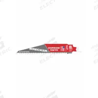 MILWAUKEE Reciprocating Saw Blade: 6 Teeth per Inch, 6 in Blade Lg, 0.05 in Blade Thick, Carbide (MPN 48-00-5241). Key specifications — attr1109198: 6; attr1109200: Rigid for Straight Cuts; attr1109201: Tapered; attr1109209: MILWAUKEE.
