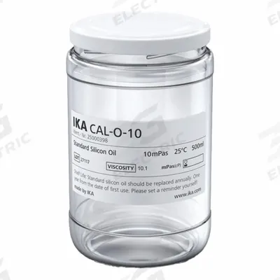 IKA Silicon Oil: 10 cps Viscosity, 500 mL Volume, Clear Glass, Jar, Liquid - Viscometer Calibration Standards