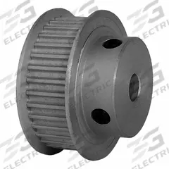 DAYTON Timing Pulley: Modified Curvilinear, Fixed, For GT Timing Belt Section, For 9 mm Belt Wd (MPN 34-3P09-6FA3). Key specifications — attr1328801: DAYTON; attr1328807: Clear Anodized; attr1328808: Powerhouse®.