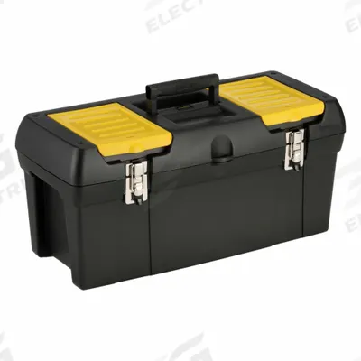 STANLEY Tool Box: 23 1/2 in W 11 3/8 in D 10 15/16 in H, Plastic, Black, Hinged Lid - Plastic Tool Boxes