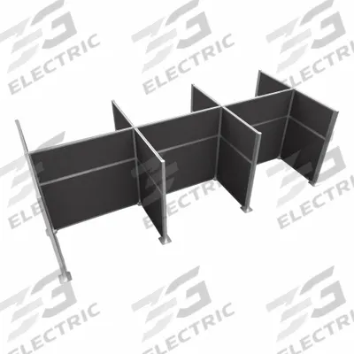 VERSARE Cubicle Kit: 72 in Overall Ht, 48 in_72 in Overall Wd, 9 Panels, Charcoal Gray - Modular Cubicle Walls
