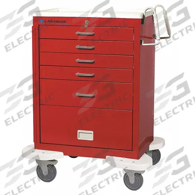 LAKESIDE General Medical Supply Cart with Drawers: Steel, (2) Swivel/(2) Swivel with Brake - General Medical Supply Carts with Drawers