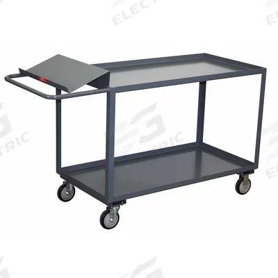 JAMCO Utility Cart: 1,200 lb, 2 Shelves, 63 in L x 31 in W x 39 in H Overall Dim - Order-Picking Utility Carts with Lipped Metal Shelves