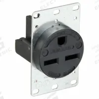 HUBBELL Receptacle: Single, 6-30, Black, 250V AC, 30 A, 2 Pole / 3 Wire (MPN HBL9330)